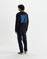 Hayden - Black And Blue 90s Doodle Graphic Cotton T-Shirt