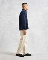 wax london men's Whiting Overshirt Blue Totem Quilt