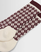 Galway - Burgundy And Ecru Argyle Socks