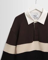 Rowhill - Brown And Black Panelled Loopback Rugby Shirt