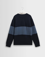 Rowhill - Navy And Blue Panelled Loopback Rugby Shirt