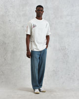 wax london men's Milton - Ecru Embroidered Organic Cotton T-Shirt