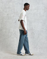 wax london men's Milton - Ecru Embroidered Organic Cotton T-Shirt