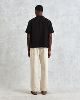 wax london men's Lido - Black Dobby Cotton Weave Short-Sleeve Shirt