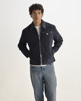wax london men's Mason - Navy Peached Canvas Work Jacket