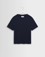 Dean - Navy Textured Organic Cotton T-Shirt
