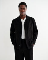 Aldred - Black Linen-Cotton Revere Overshirt