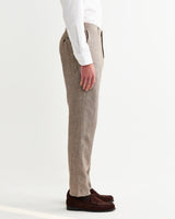 Alp - Natural And Brown Stripe Linen Slim Fit Trousers