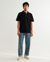 Shore - Black Textured Short-Sleeve Polo Shirt