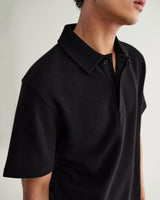 Shore - Black Textured Short-Sleeve Polo Shirt