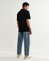 Shore - Black Textured Short-Sleeve Polo Shirt