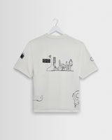 Milton - Ecru And Navy Doodle Graphic Organic Cotton T-Shirt