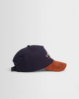 Tranton - Navy And Rust Contrast Corduroy Trucker Cap