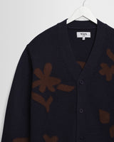 Walker - Navy And Brown Felted Applique Knit Cardigan