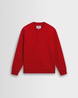 Bedford - Washed Red Loopback Organic Cotton Henley Sweatshirt
