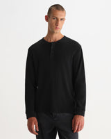 CALEB HENLEY L/S TEE WAFFLE WASHED BLACK