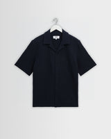 Clayland - Navy Textured Waffle Short-Sleeve Shirt