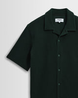 Clayland - Bottle Green Textured Waffle Short-Sleeve Shirt
