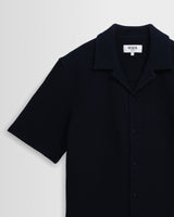 Clayland - Navy Textured Waffle Short-Sleeve Shirt