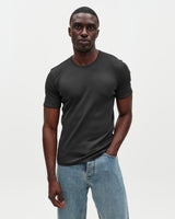 Cole - Black Ribbed Cotton Slim-Fit T-Shirt