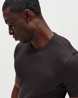 Cole - Black Ribbed Cotton T-Shirt