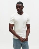 Cole - Off White Ribbed Cotton T-Shirt