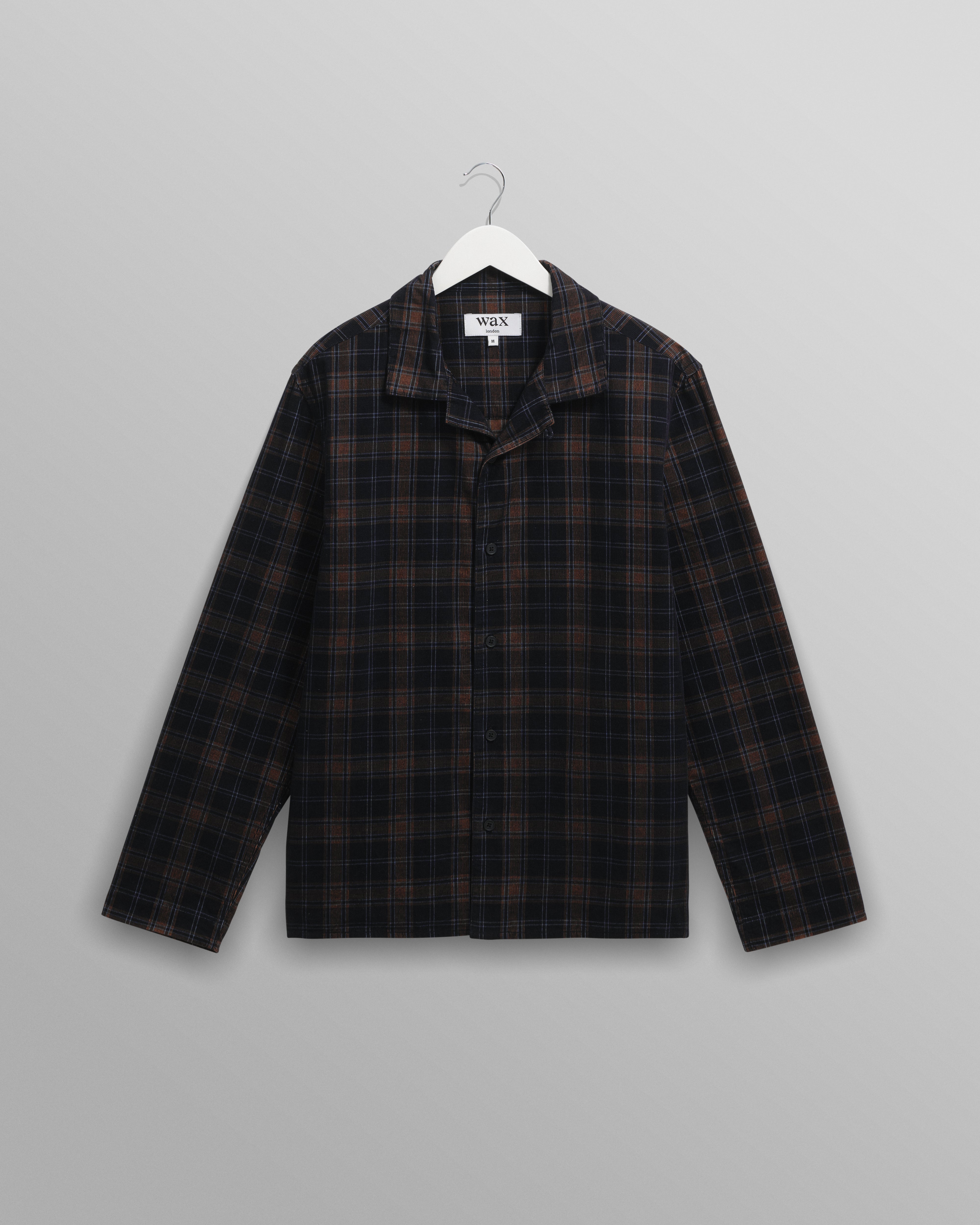 Corey - Navy And Multicolour Check Corduroy Shirt