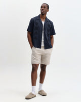 Curzon - Navy Grid Applique Short-Sleeve Shirt