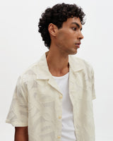 Curzon - Ecru Jacquard Viscose Short-Sleeve Shirt