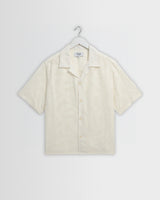 Curzon - Ecru Jacquard Viscose Short-Sleeve Shirt