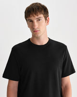Dean – Angerautes Kurzarm-T-Shirt in Schwarz