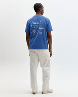 Dean - Blue And Ecru Sailing Map Print T-Shirt