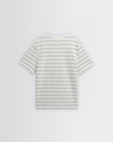 Dean - Ecru And Blue Stitch Stripe Organic Cotton T-Shirt
