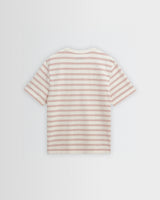 Dean - Ecru And Rust Stitch Stripe Organic Cotton T-Shirt