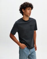 Dean - Washed Black Compact Cotton Pocket T-Shirt