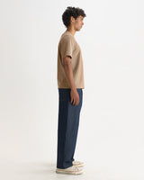 Dean - Dark Sand Textured Organic Cotton T-Shirt