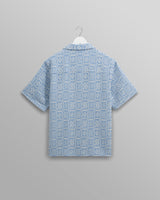 Didcot - Blue And Ecru Geo Dobby Short-Sleeve Shirt