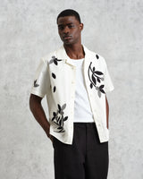 Didcot - Ecru And Black Bloom Applique Short-Sleeve Shirt