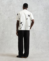 Didcot - Ecru And Black Bloom Applique Short-Sleeve Shirt