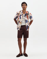 Didcot - Ecru And Multicolour Abstract Shapes Short-Sleeve Shirt
