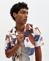 Didcot - Ecru And Multicolour Abstract Shapes Short-Sleeve Shirt