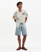Didcot - Ecru And Multicolour Floral Applique Short-Sleeve Shirt