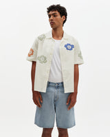 Didcot - Ecru And Multicolour Floral Applique Short-Sleeve Shirt