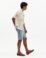 Didcot - Ecru And Multicolour Floral Applique Short-Sleeve Shirt