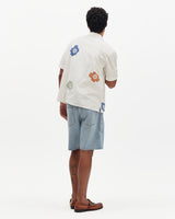 Didcot - Ecru And Multicolour Floral Applique Short-Sleeve Shirt