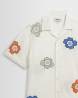 Didcot - Ecru And Multicolour Floral Applique Short-Sleeve Shirt