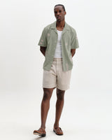 Didcot - Sage And Ecru Scribble Applique Short-Sleeve Shirt