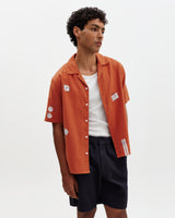 Didcot - Terracotta And Ecru Scribble Applique Short-Sleeve Shirt