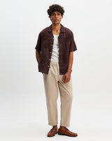 Didcot - Brown Flower Embroidered Short-Sleeve Shirt