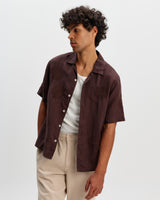 Didcot - Brown Flower Embroidered Short-Sleeve Shirt